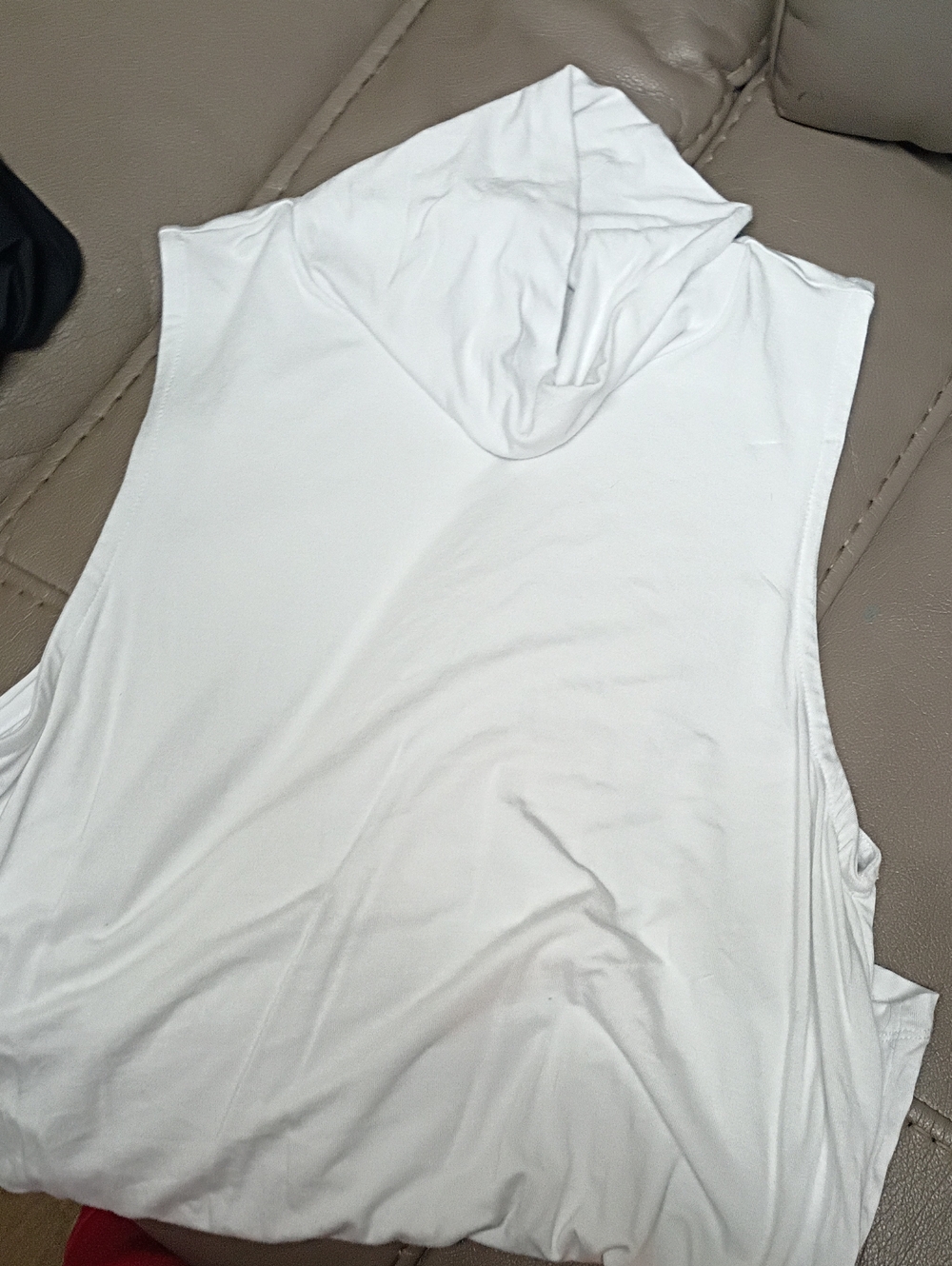 French Laundry White Sleeveless Hooded Tank Top